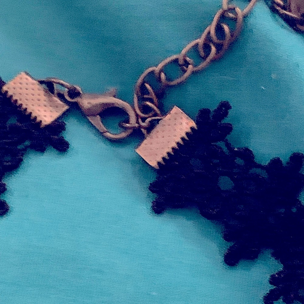 Black Lace Jewel Choker Necklace, Steampunk, Goth,‎ Punk, Halloween, Trendy - Picture 5 of 8